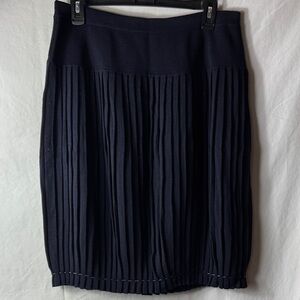 Brooks Brothers Navy Pleated Merino Skirt